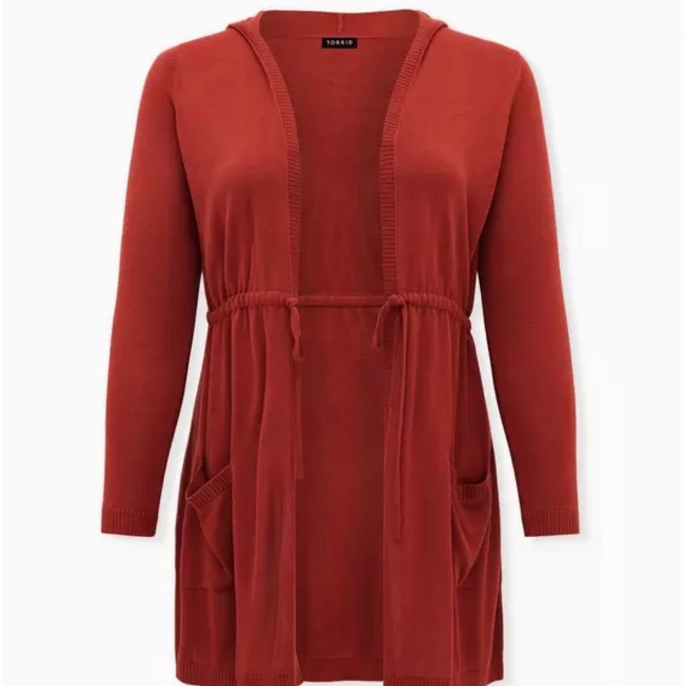 Torrid Anorak Hooded Cinch Waist Sweater Rust Orange Women’s Plus Size 2X